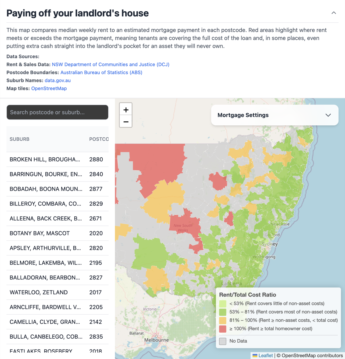 Nsw Rent. Map aussiedatagal — Maps and data projects